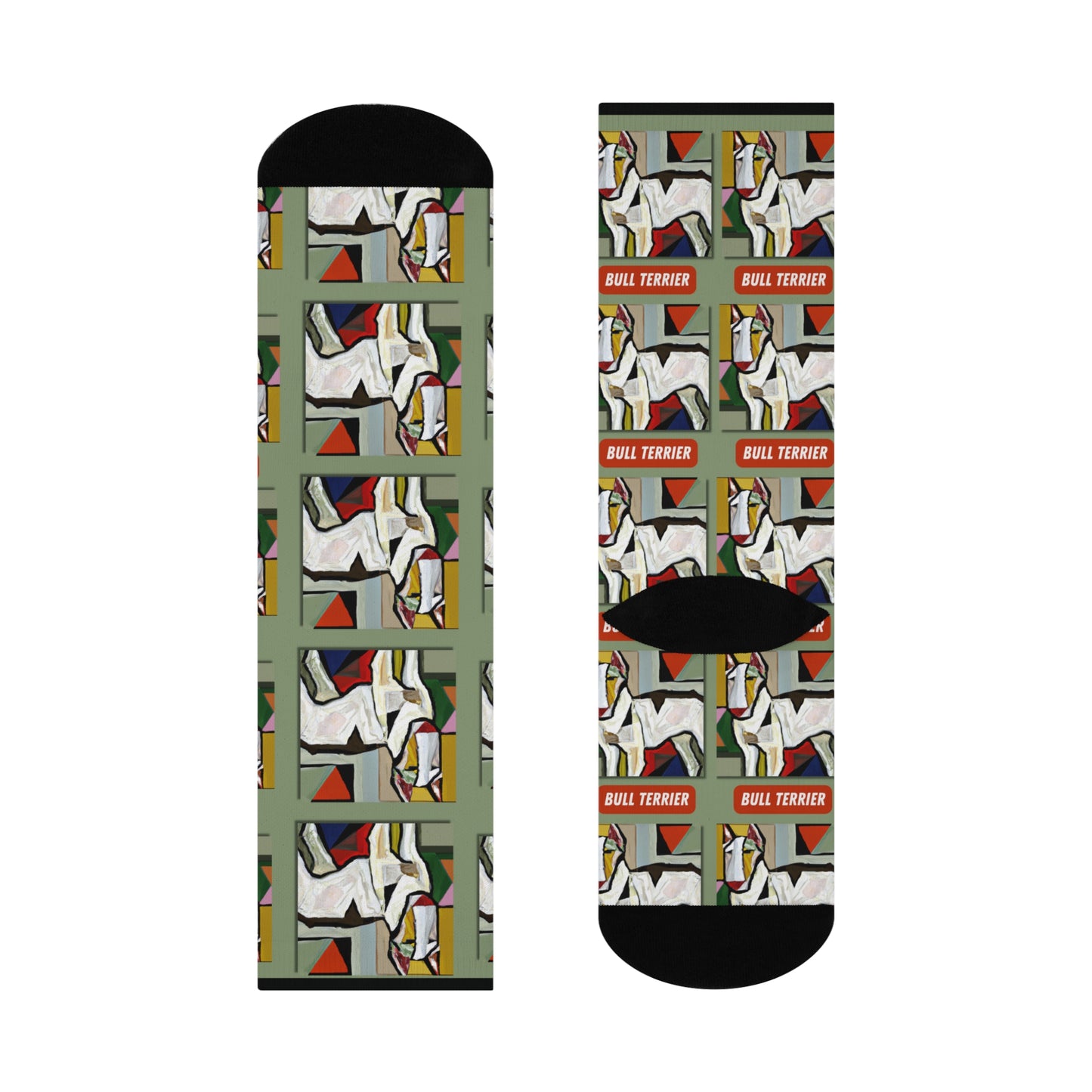Bull Terrier Socks Picasso Style Unisex Adult Stretchy Mid Calf Original