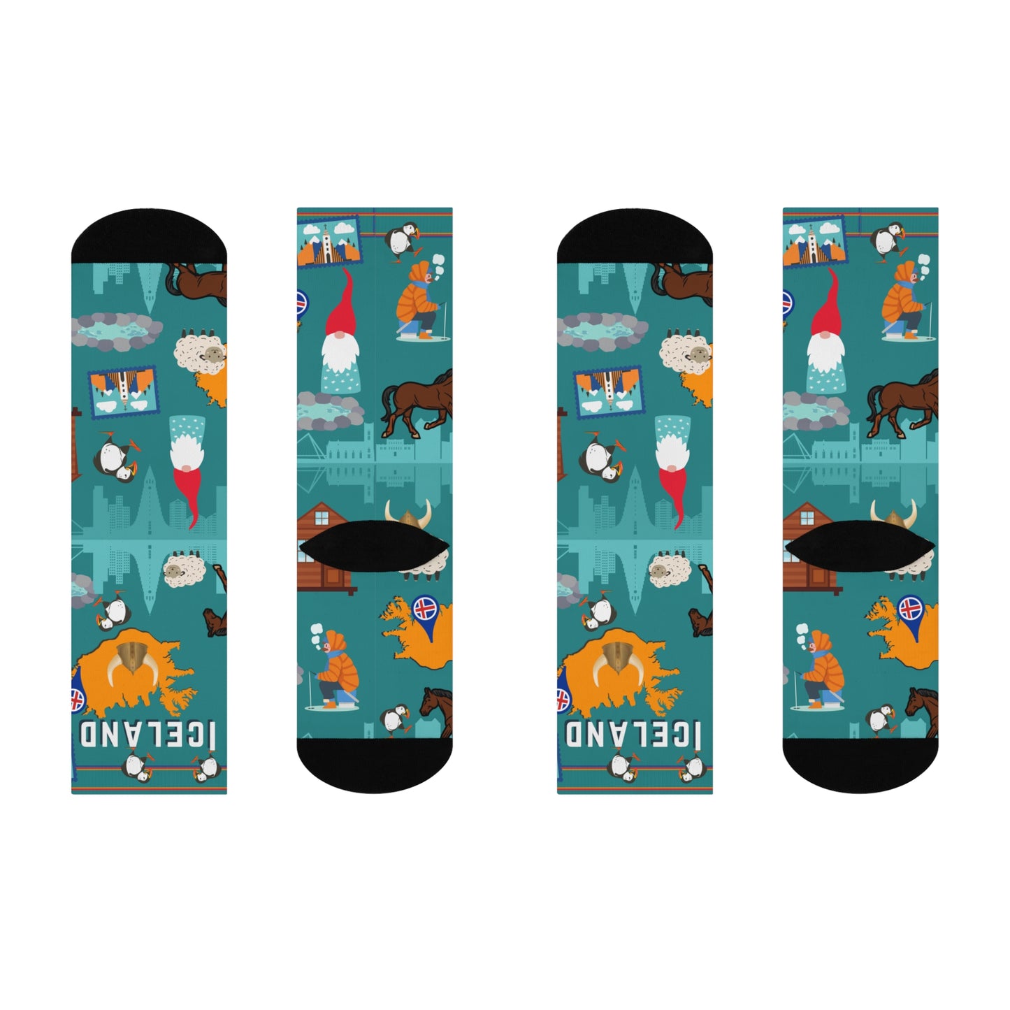 Iceland Crew Socks Puffins Unisex Adult Stretchy Mid Calf Original