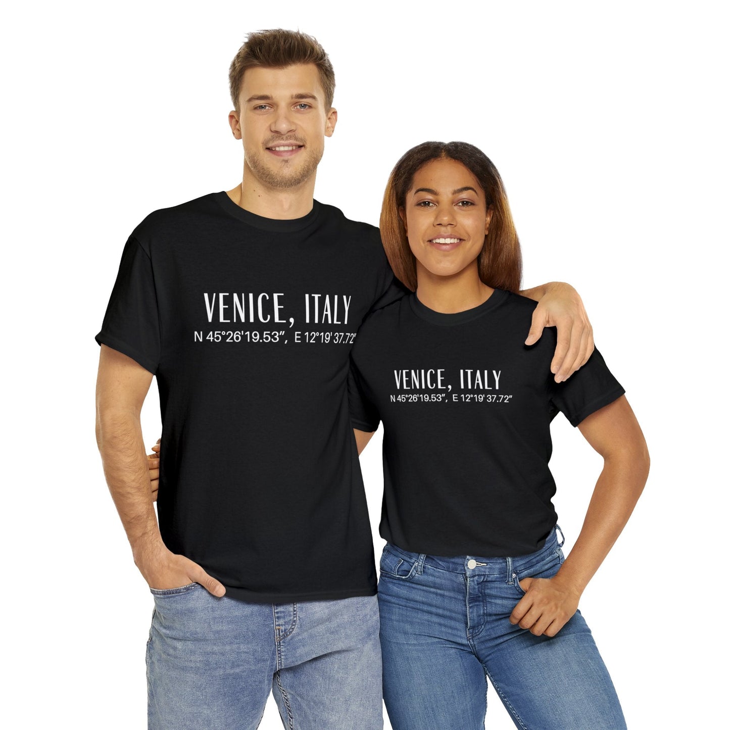 Venice Italy Coordinates T-Shirt, Modern Italian Tee Atlas Wanderlust