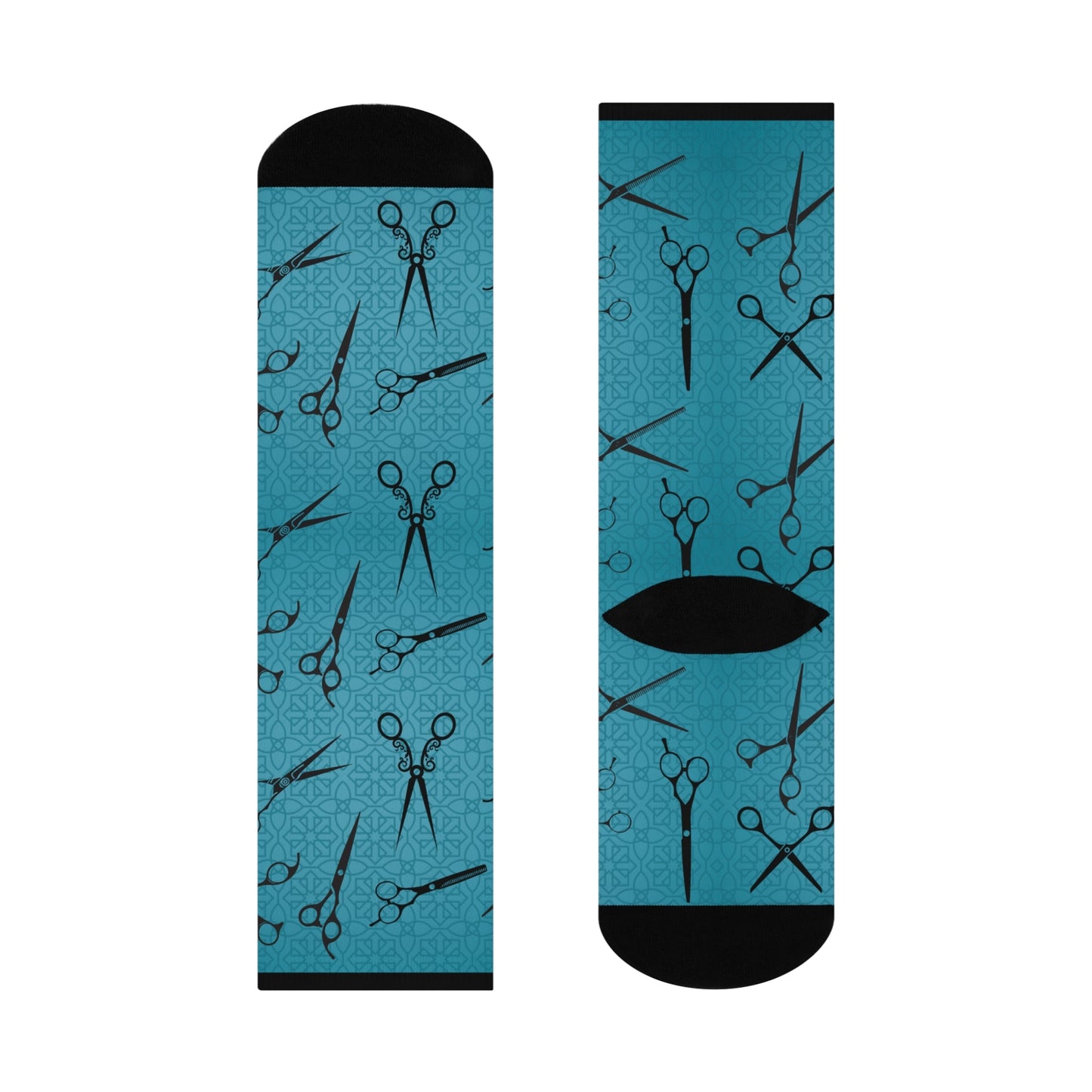Hair Dresser Socks Unisex One Size Mid-Calf Crew Vintage Scissors Atlas Wanderlust