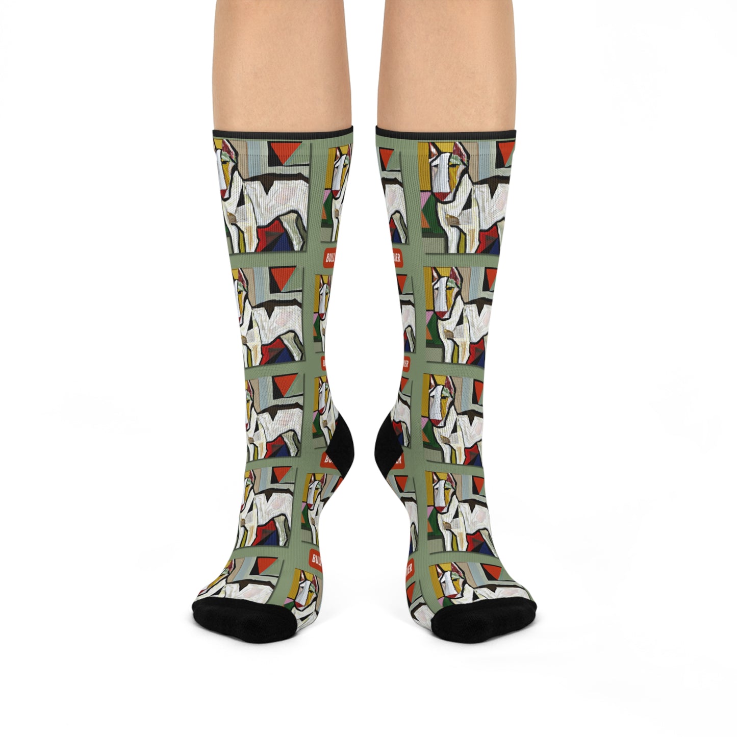 Bull Terrier Socks Picasso Style Unisex Adult Stretchy Mid Calf Original