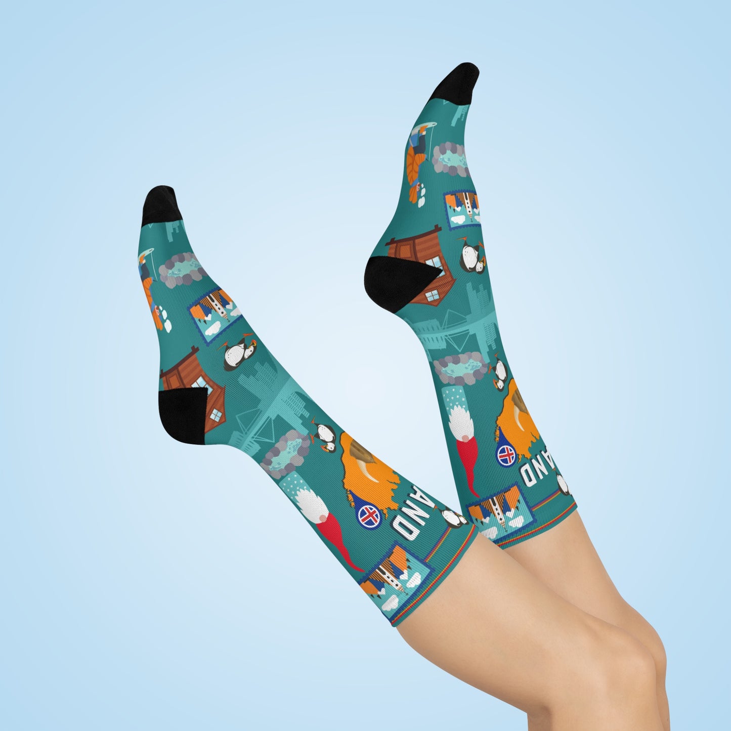 Iceland Crew Socks Puffins Unisex Adult Stretchy Mid Calf Original