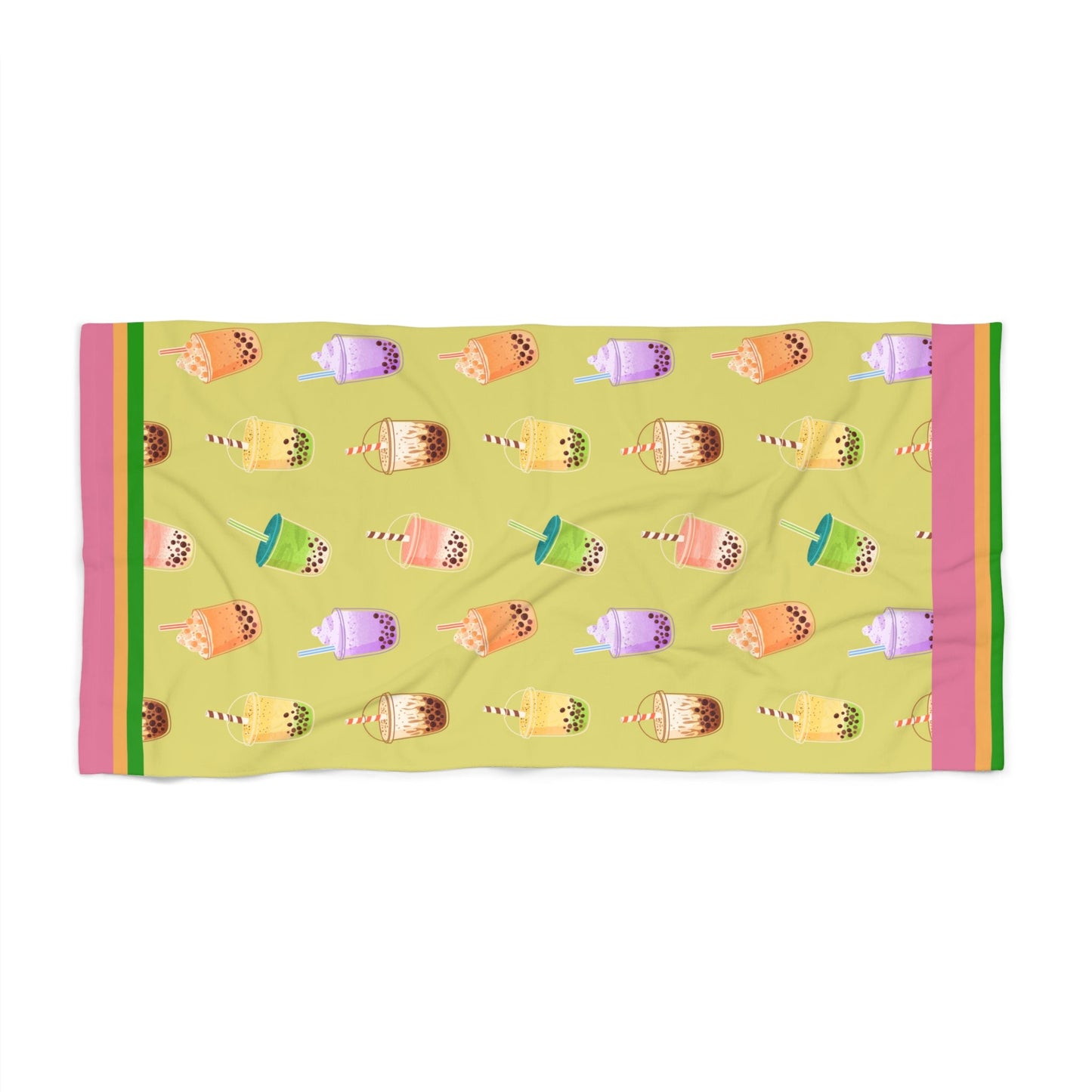 Boba Milk Tea Beach Towel – Colorful Bubble Tea Art Atlas Wanderlust