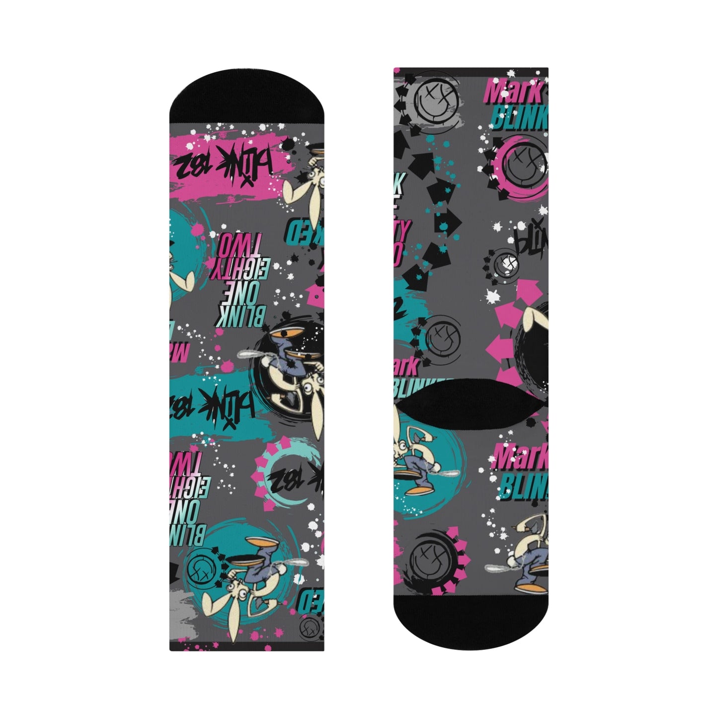 Blink 182 Socks, Mark Blinked Unisex Adult Mid Calf Atlas Wanderlust
