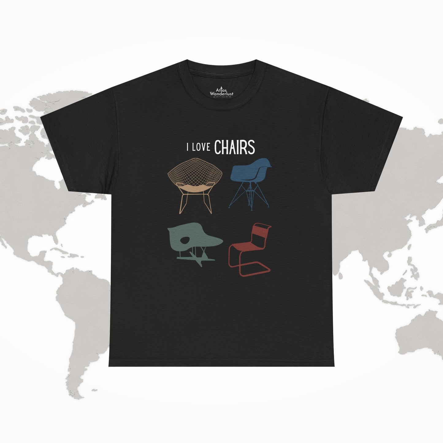 I Love Chairs T-Shirt, MCM Furniture Tee Iconic Designs