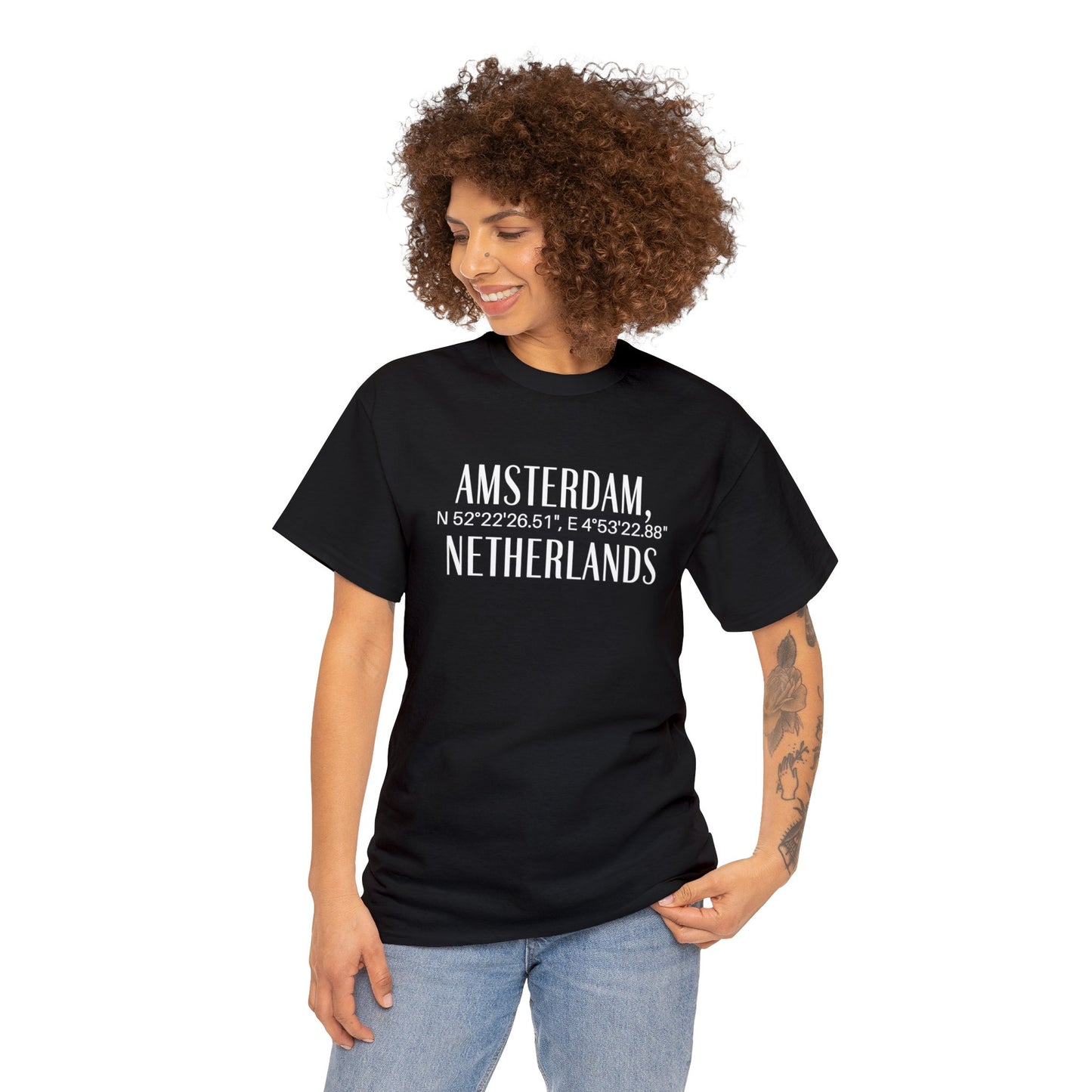 Amsterdam Netherlands Coordinates T-Shirt, Modern Holland Tee