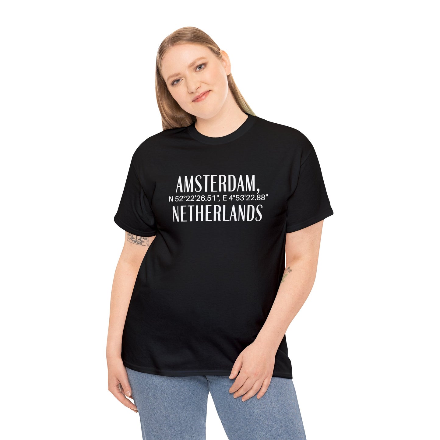 Amsterdam Netherlands Coordinates T-Shirt, Modern Holland Tee