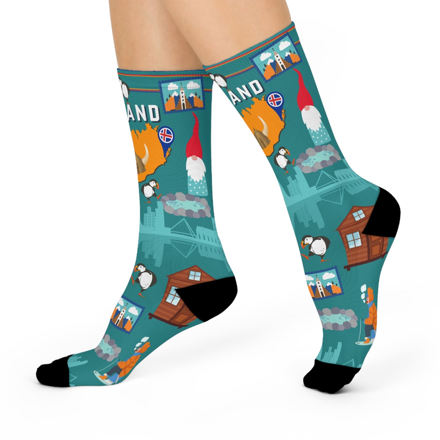 Iceland Crew Socks Puffins Unisex Adult Stretchy Mid Calf Original