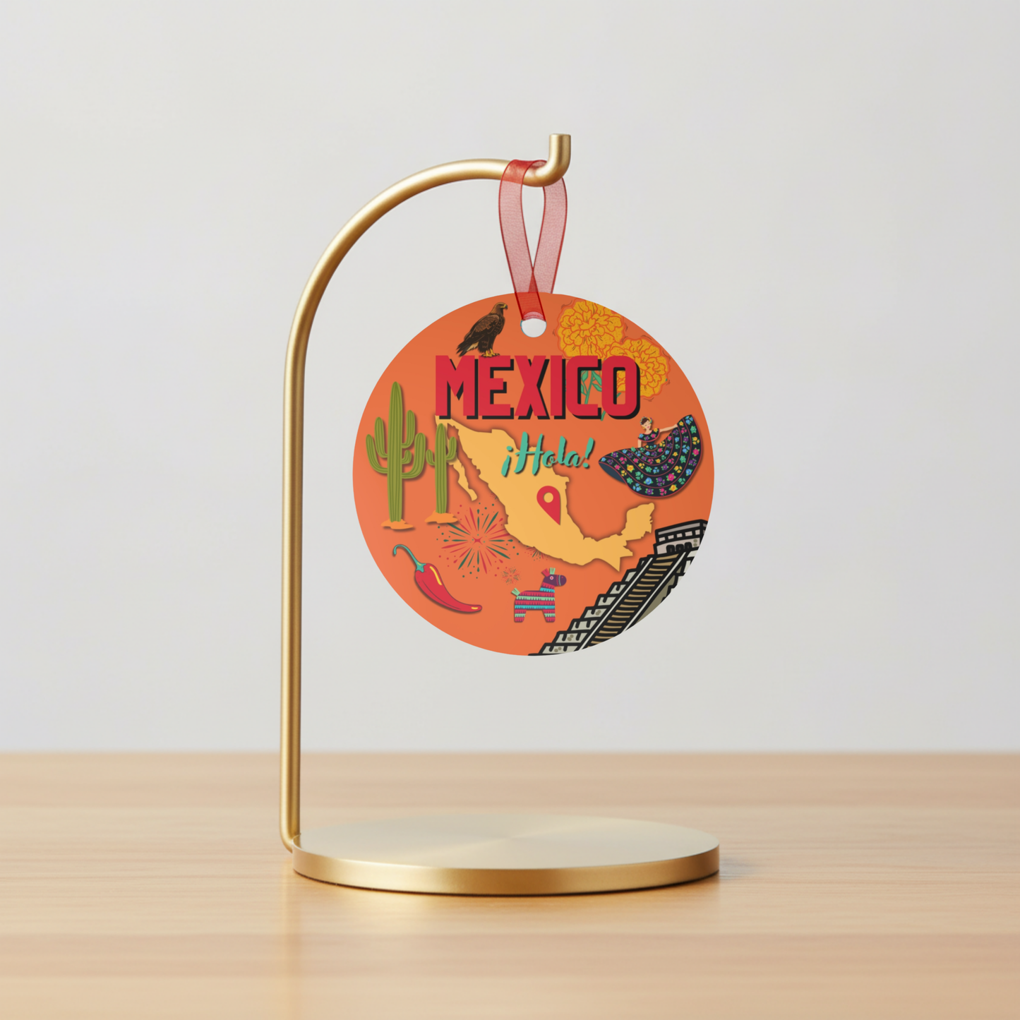 Mexico Ornament | Travel-Inspired Souvenir, Keepsake Gift | Mexican Cactus Pepper Piñata México Glossy