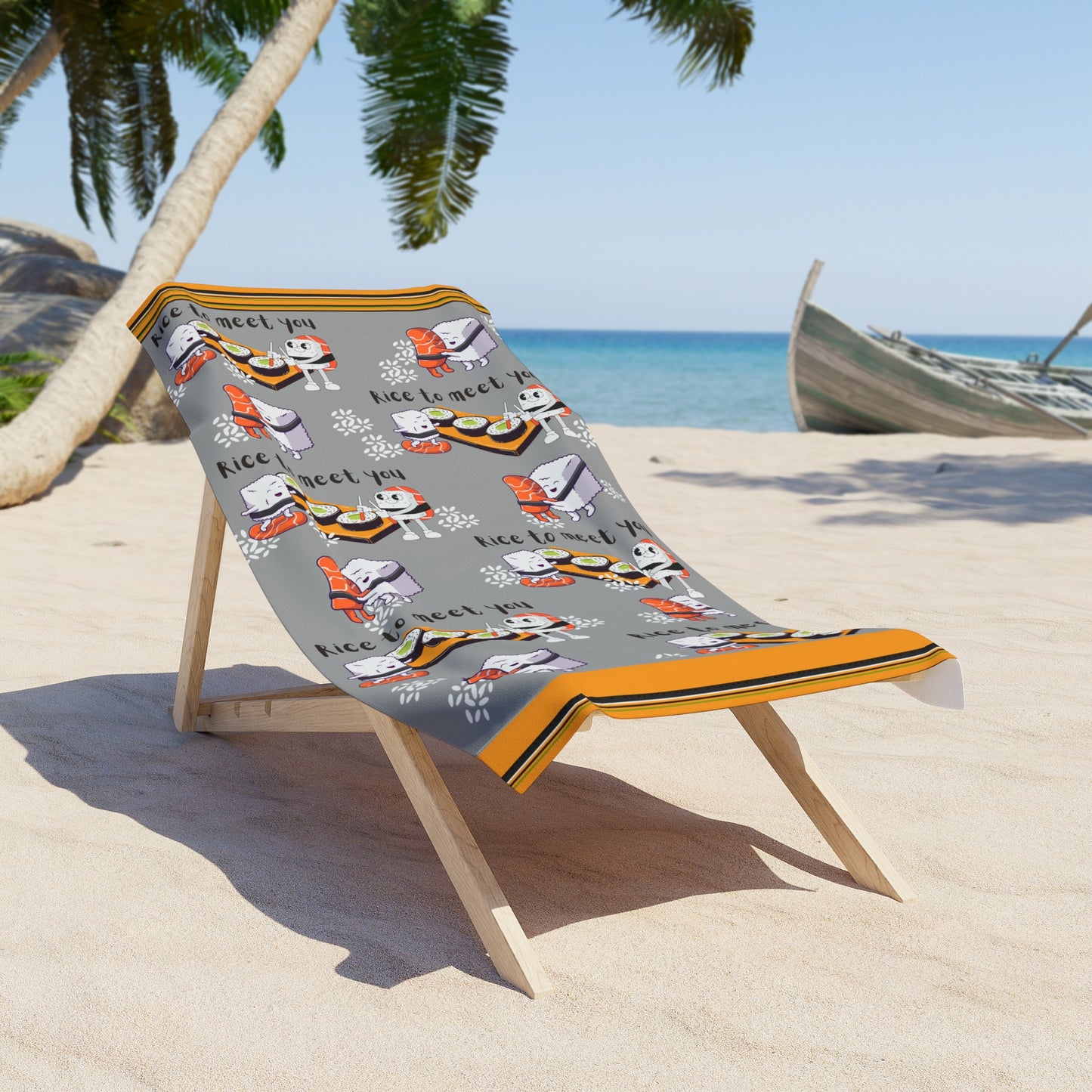Sushi "Rice to Meet You" Beach Towel