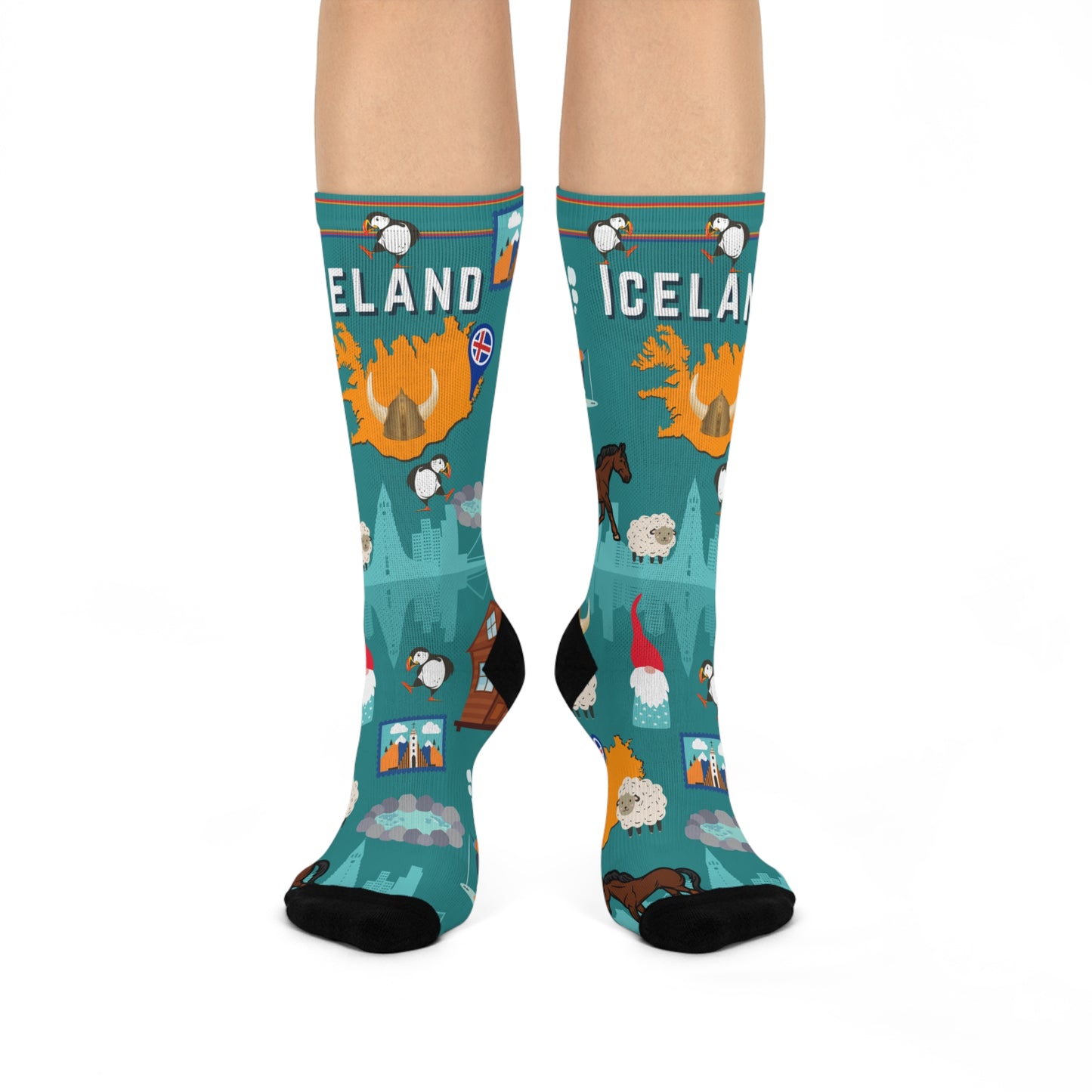 Iceland Crew Socks Puffins Unisex Adult Stretchy Mid Calf Original