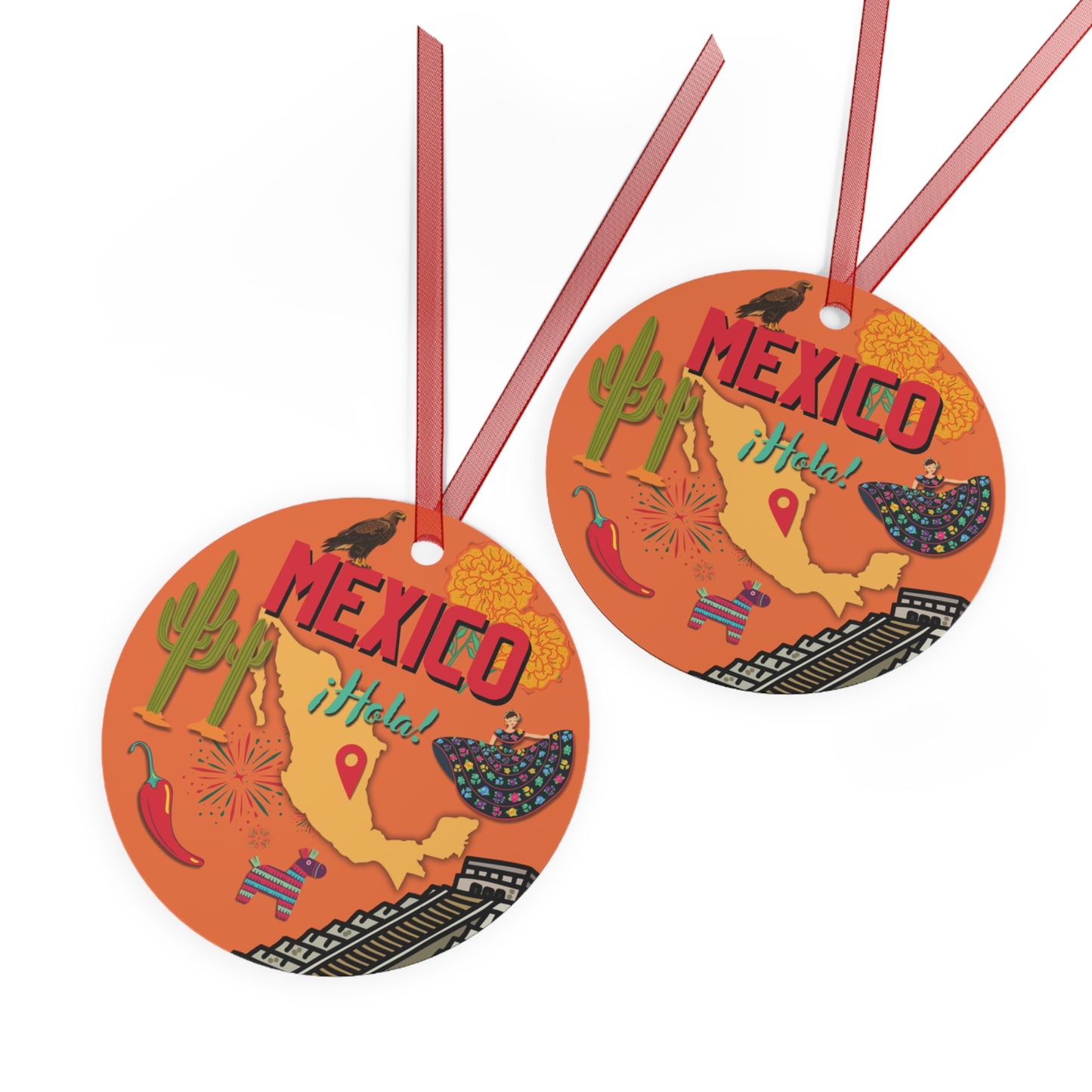 Mexico Ornament | Travel-Inspired Souvenir, Keepsake Gift | Mexican Cactus Pepper Piñata México Glossy