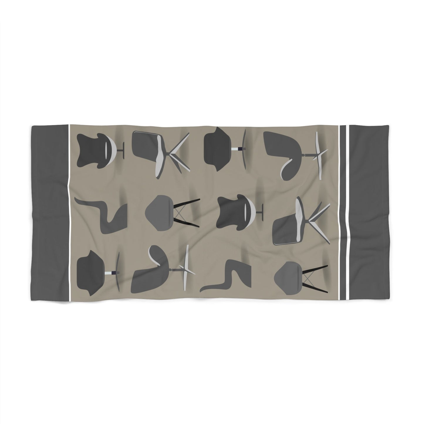 Modern Chairs Beach Towel – Iconic Designer Furniture Art Atlas Wanderlust