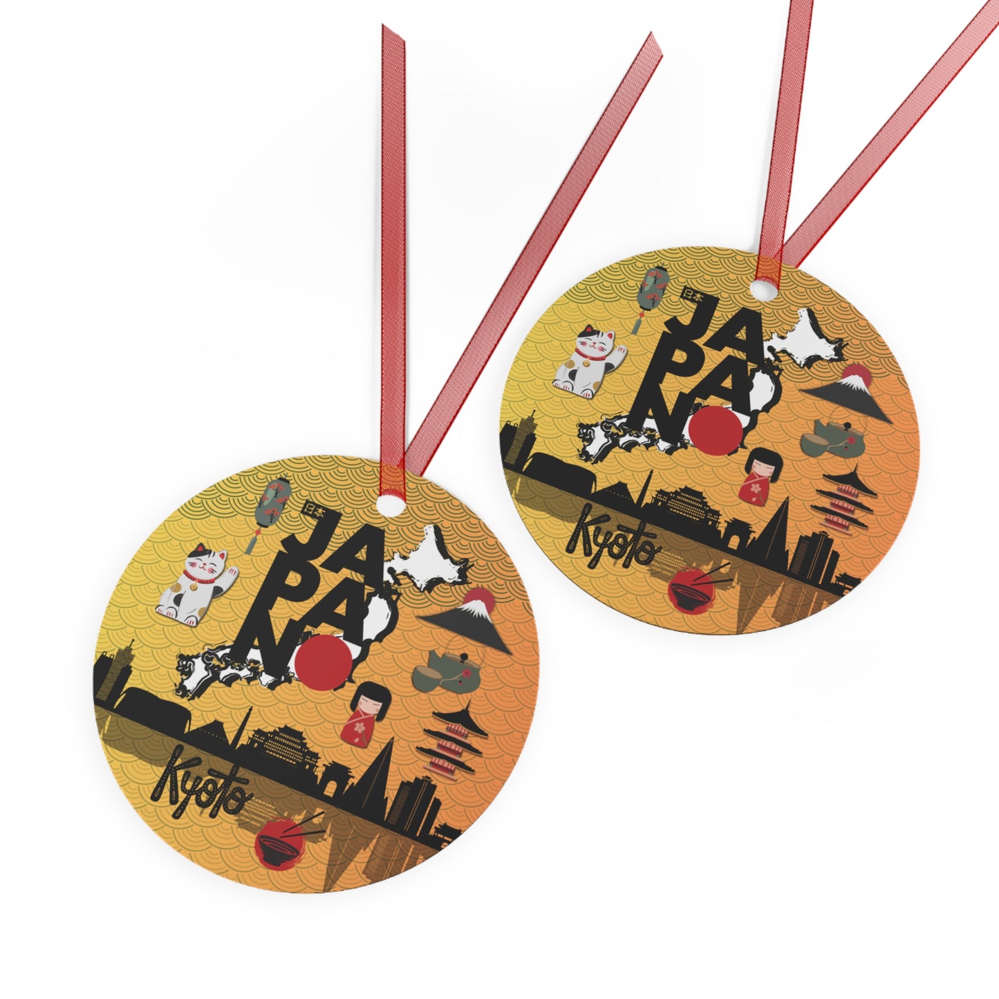 Japan Ornament | Travel-Inspired Souvenir, Keepsake Modern Gift | Japanese Glossy