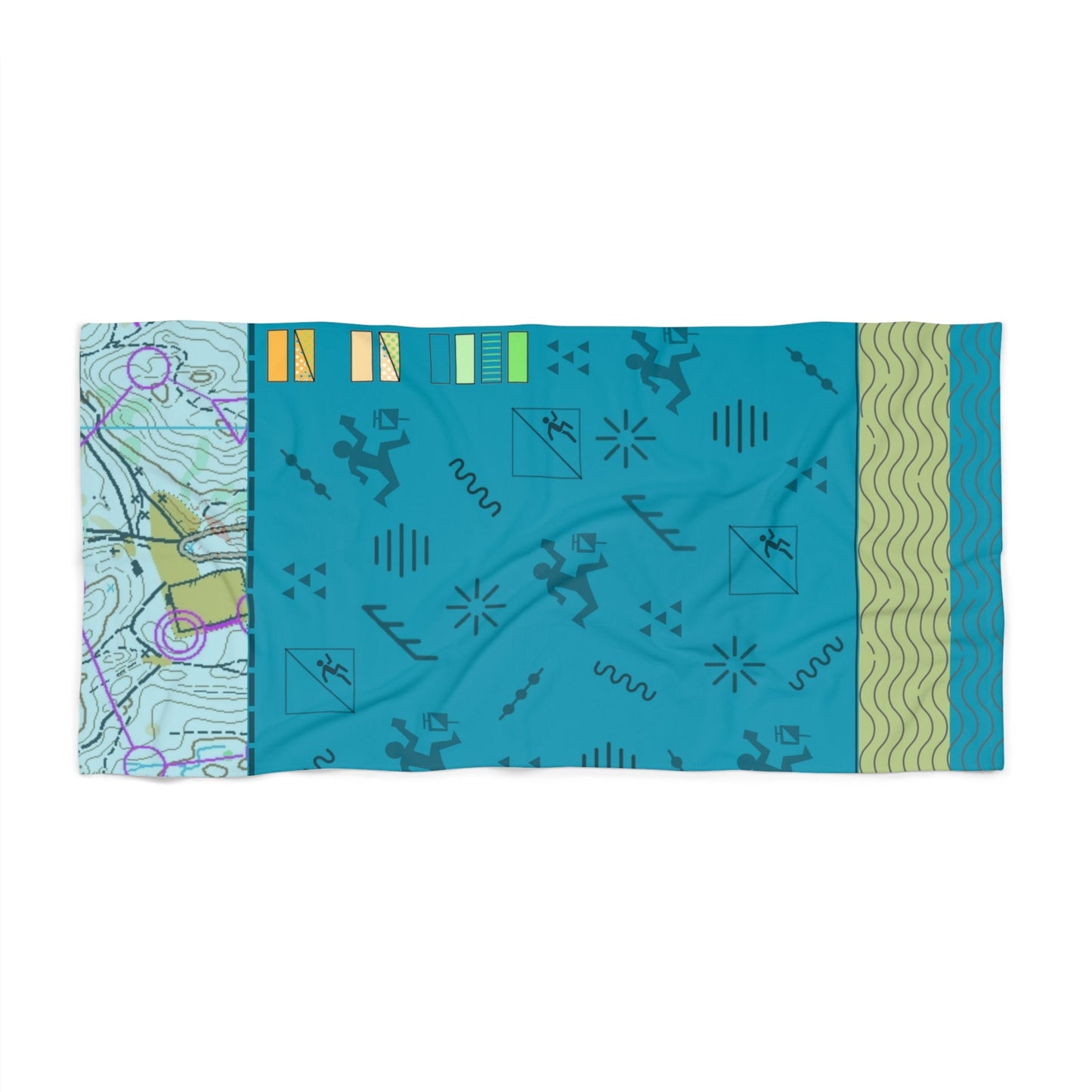 Orienteering Beach Towel β Topographic Map & Navigation Art Atlas Wanderlust