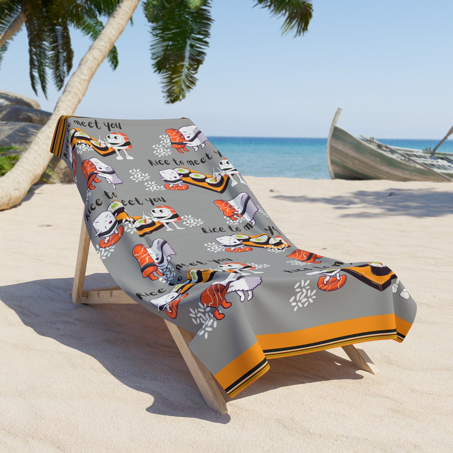 Sushi "Rice to Meet You" Beach Towel