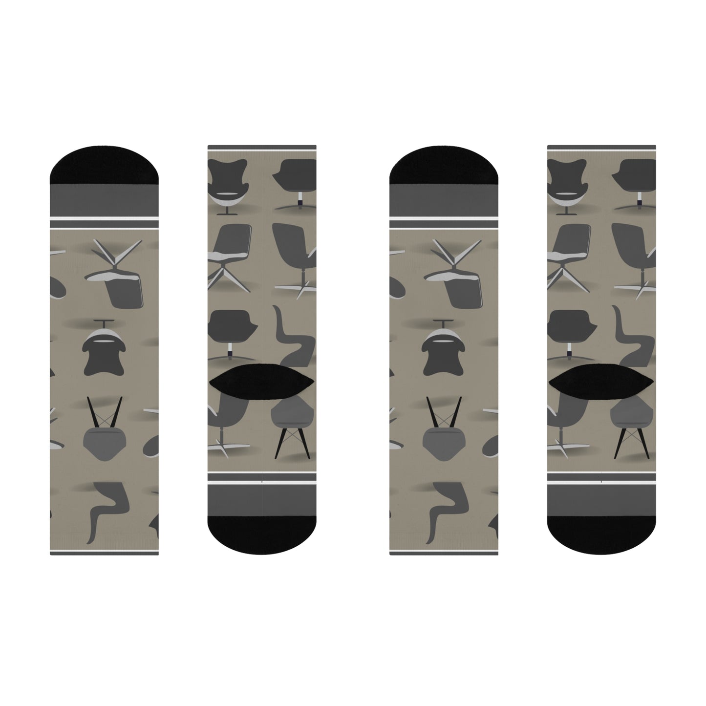 MCM chairs tan socks flat view left right