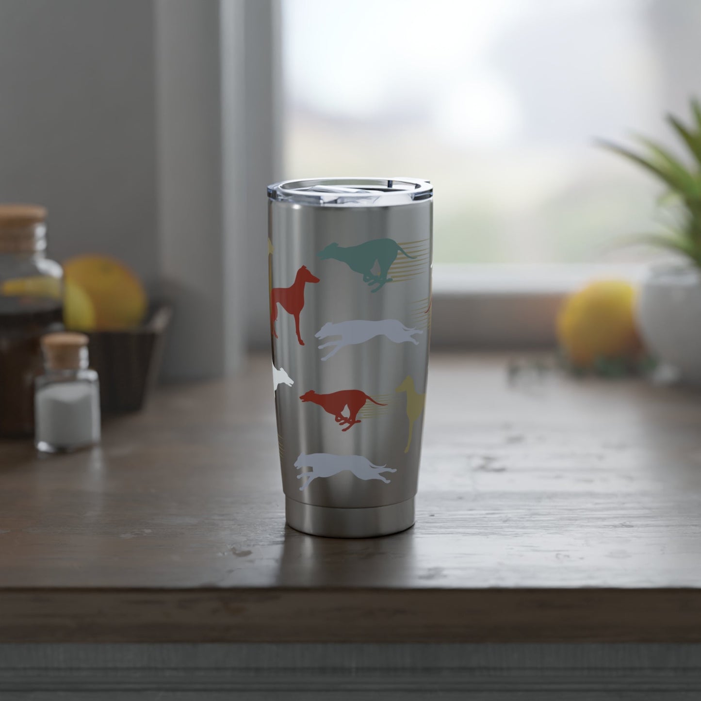 Greyhound 20oz tumbler, stainless steel, practical drink carrier, fits in car drink holder Atlas Wanderlust
