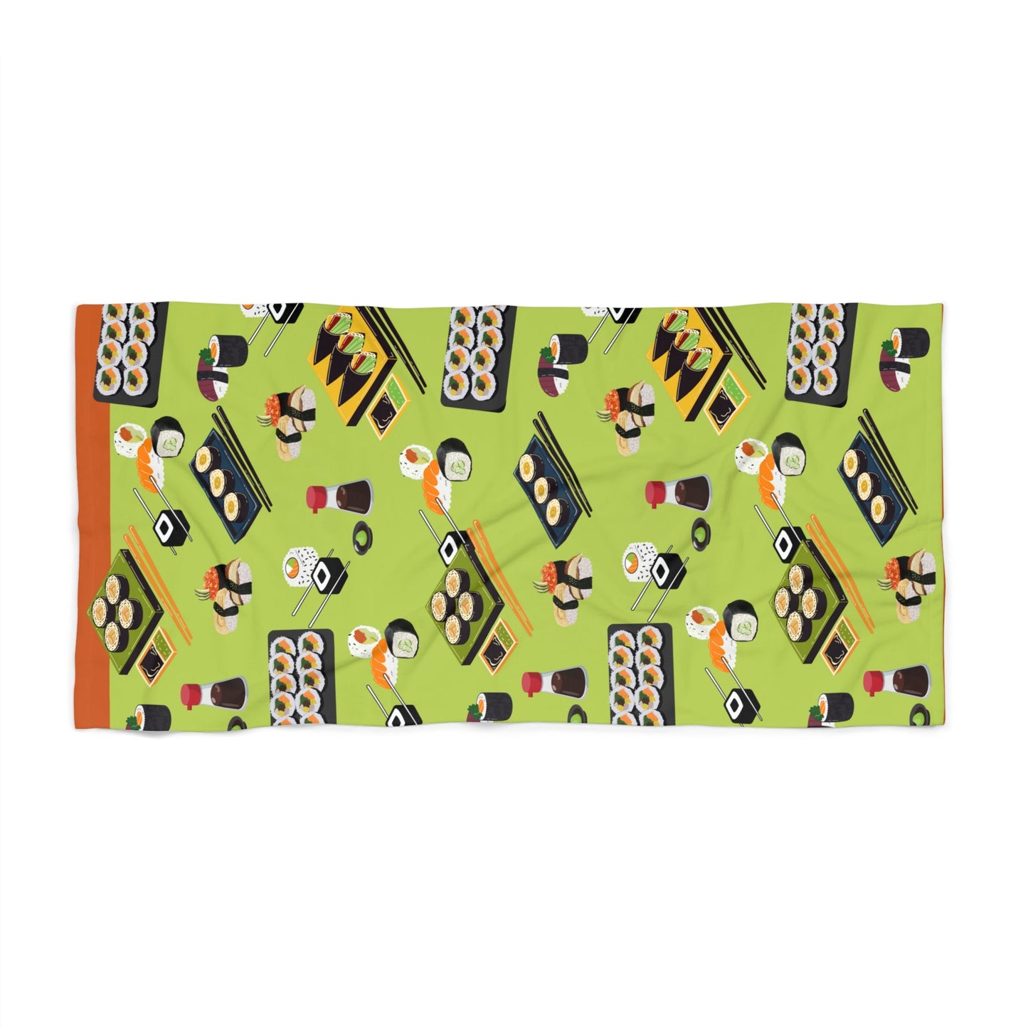 Sushi Beach Towel – Japanese Food Art with Rolls & Chopsticks Atlas Wanderlust