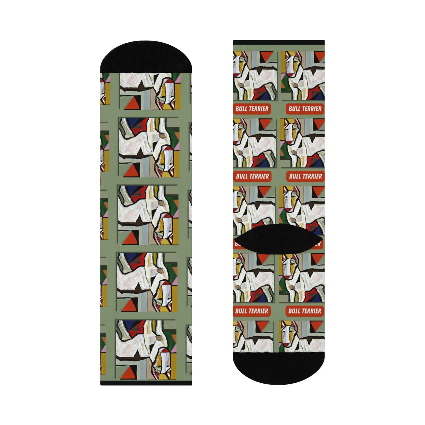 Bull Terrier Socks Picasso Style Unisex Adult Stretchy Mid Calf Original Atlas Wanderlust