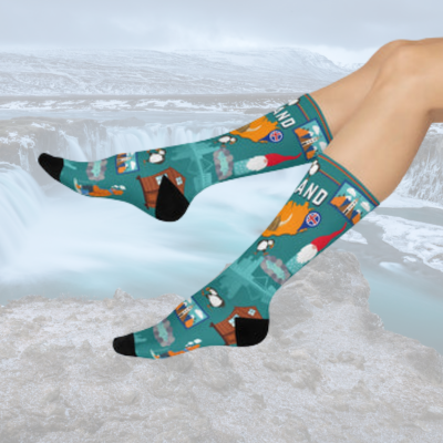 Iceland Crew Socks Puffins Unisex Adult Stretchy Mid Calf Original