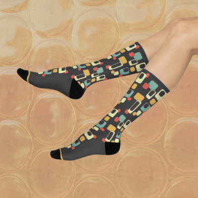 Retro Design Socks Unisex Adult Stretchy Mid Calf Original