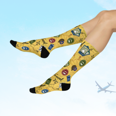 Travel Socks Yellow Compass Unisex Adult Stretchy Mid Calf Original