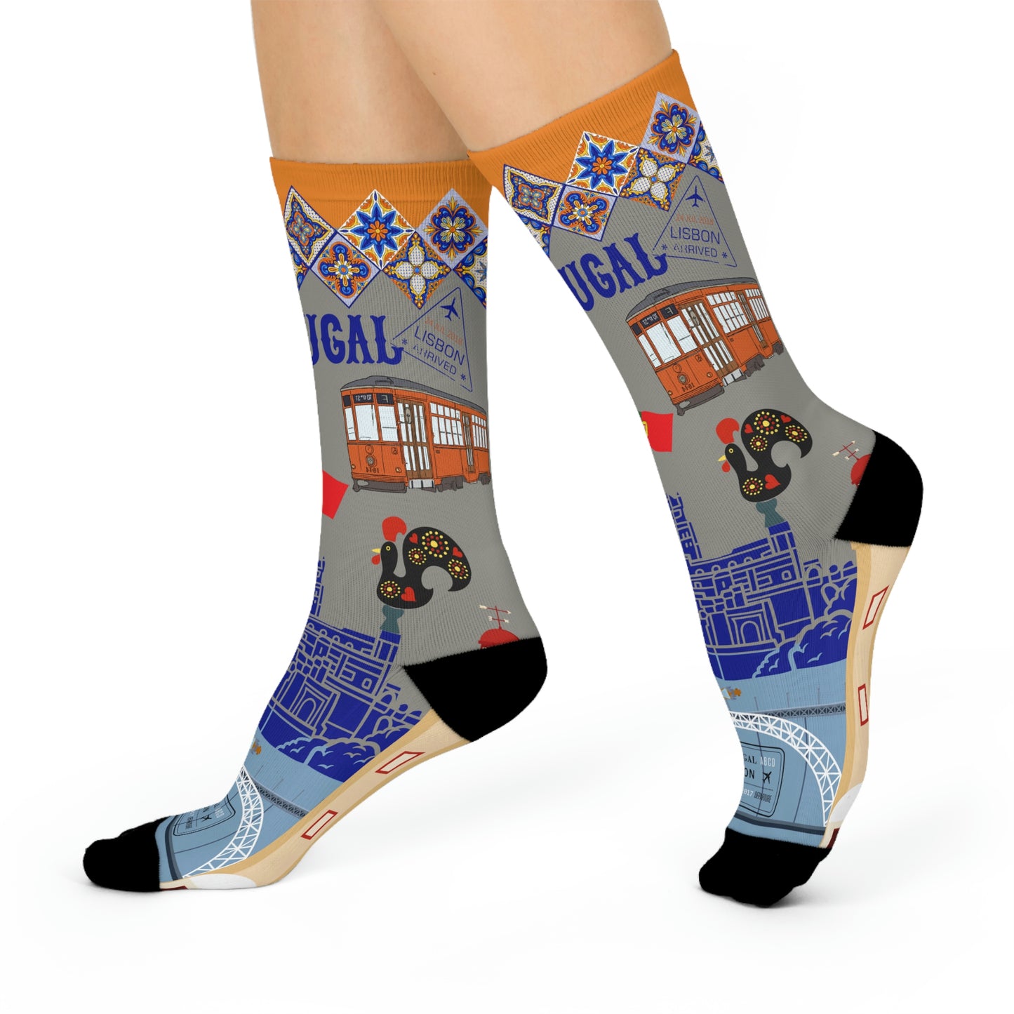Portugal Socks Lisbon Skyline Unisex Adult Stretchy Mid Calf Original
