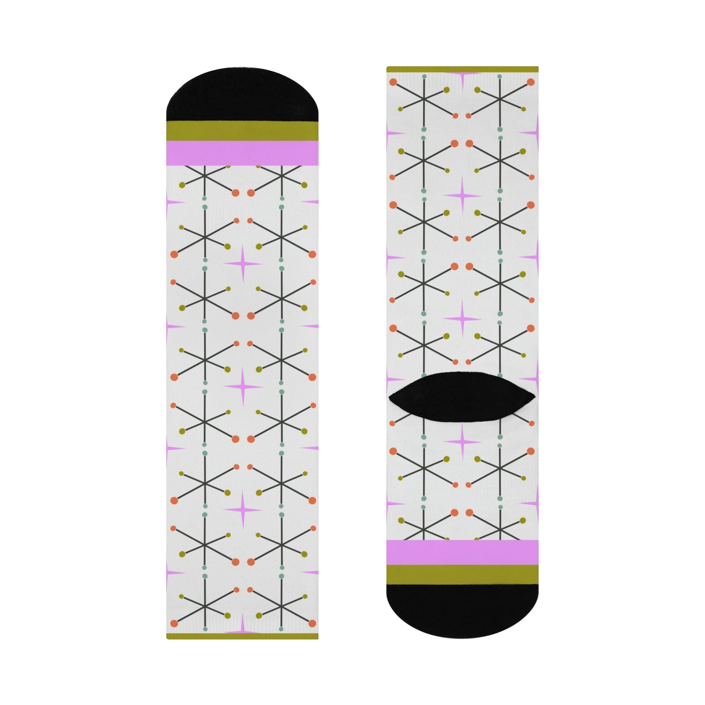 Vintage Starburst Socks Motif Unisex Adult Stretchy Mid Calf Original