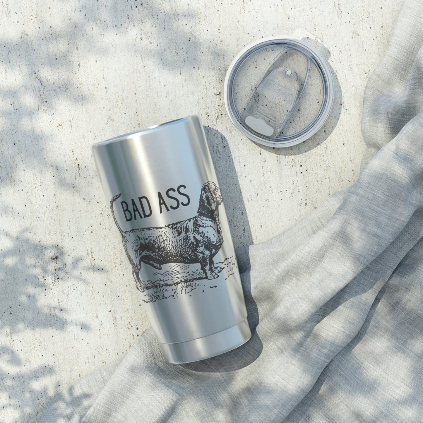 Dachshund Tumbler – Bad Ass Line Art Dog Design Atlas Wanderlust