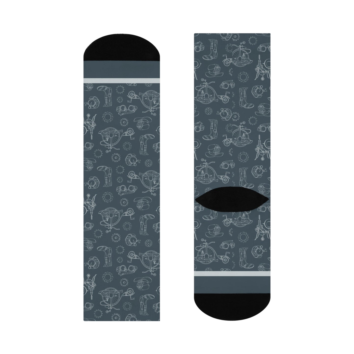 Steampunk Socks Slate Unisex Adult Stretchy Mid Calf Original Atlas Wanderlust