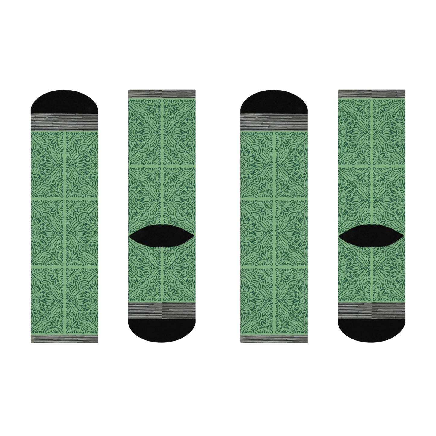 Tile Socks Green Victorian Unisex Adult Stretchy Mid Calf Original
