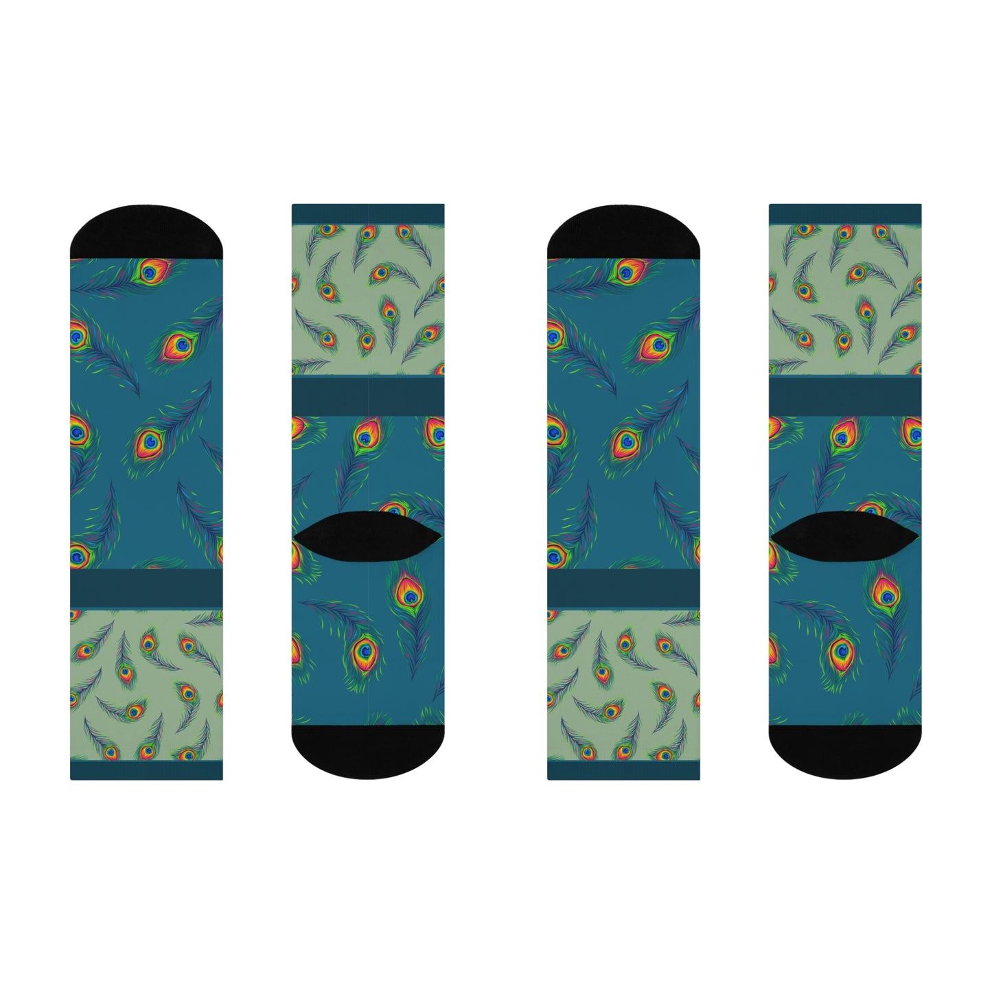 Peacock Socks Feathers Unisex Adult Stretchy Mid Calf Original