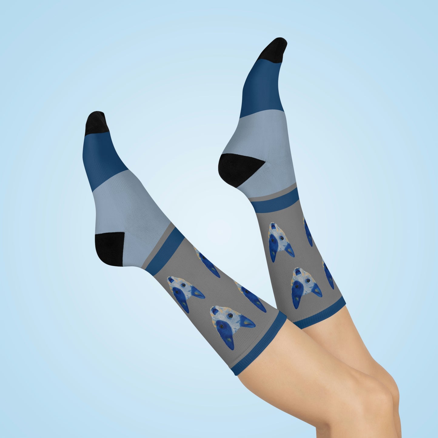 Queensland Blue Healer Socks, Blue Face