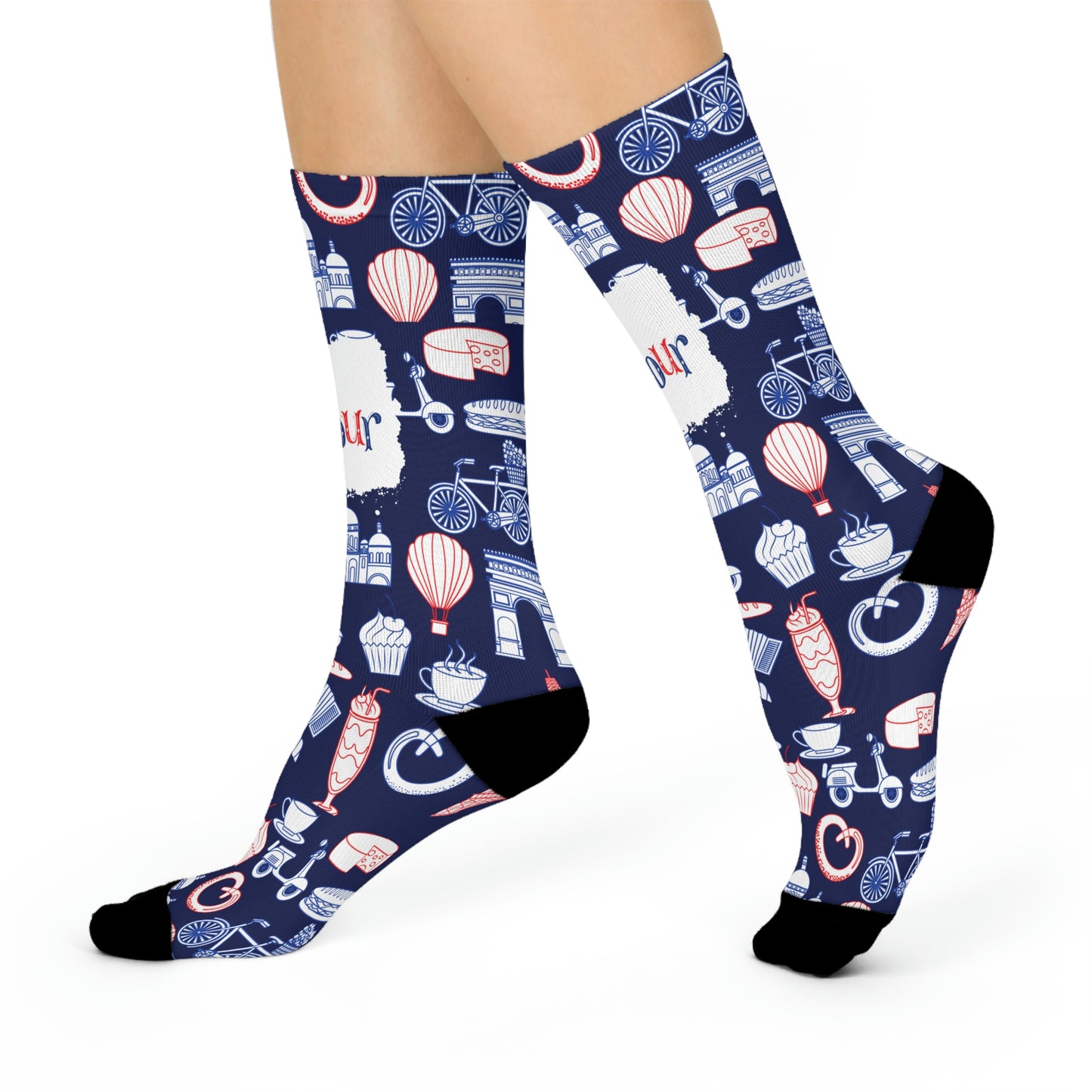 France Socks Bon Jour Unisex Adult Stretchy Mid Calf Original