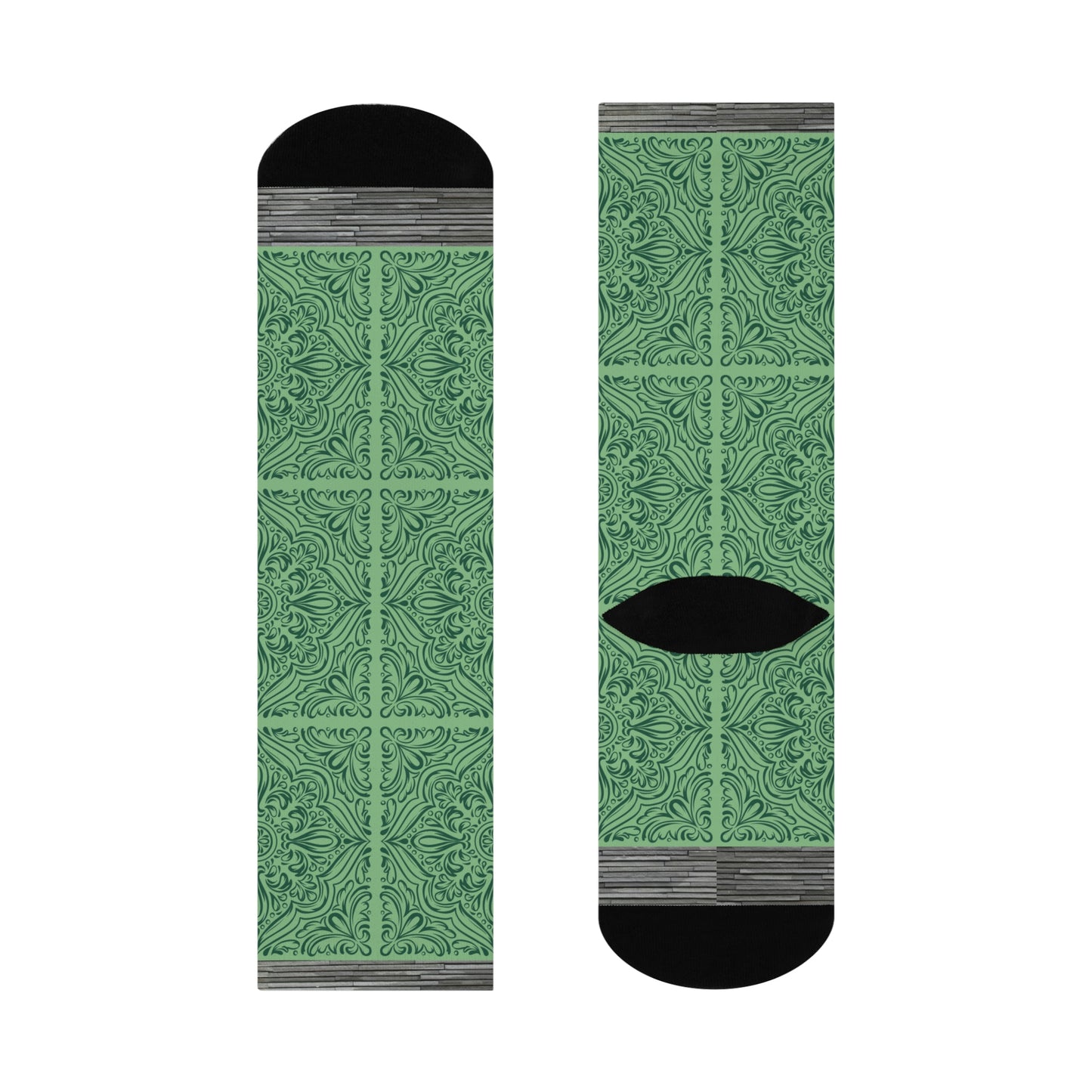 Tile Socks Green Victorian Unisex Adult Stretchy Mid Calf Original