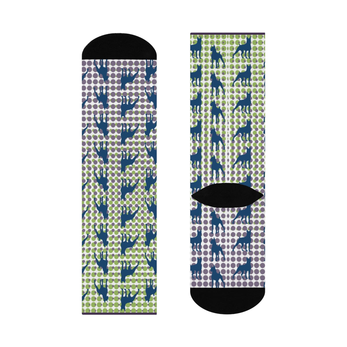 Boxer Dog Crew Socks, blue Boxers on digital looking background, men's, women's, and teens unisex socks - The Dapper Dogg