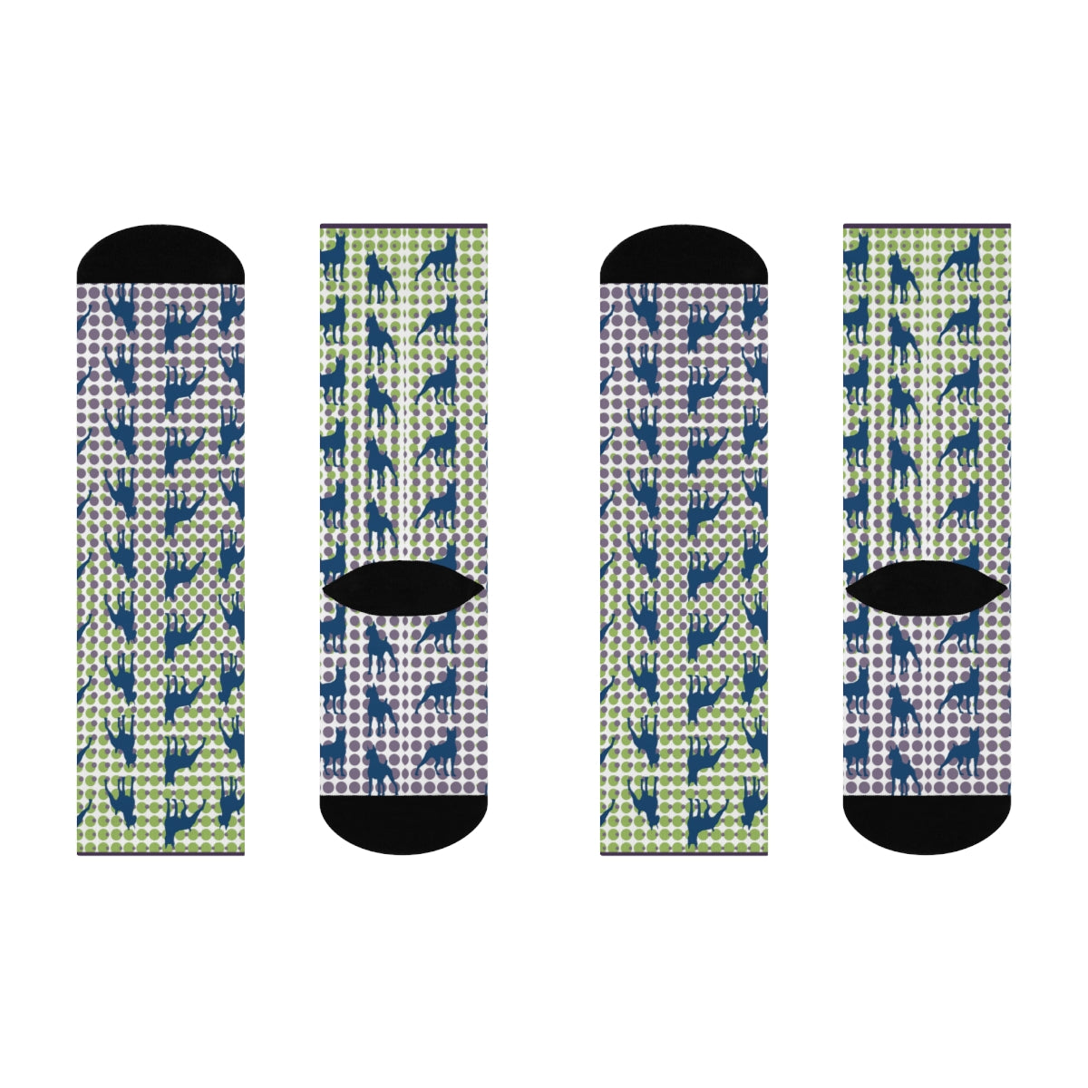 Boxer Dog Crew Socks, blue Boxers on digital looking background, men's, women's, and teens unisex socks - The Dapper Dogg