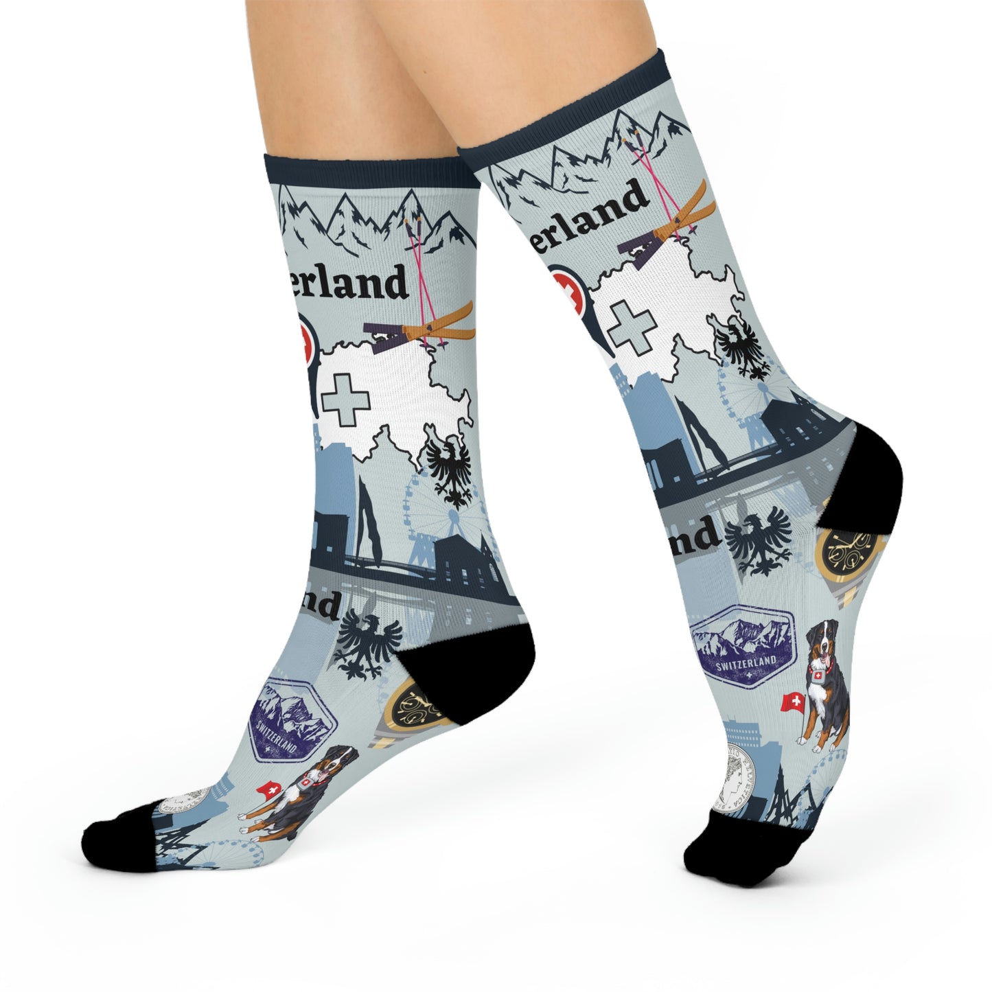 Switzerland Socks Alps Unisex Adult Stretchy Mid Calf Original