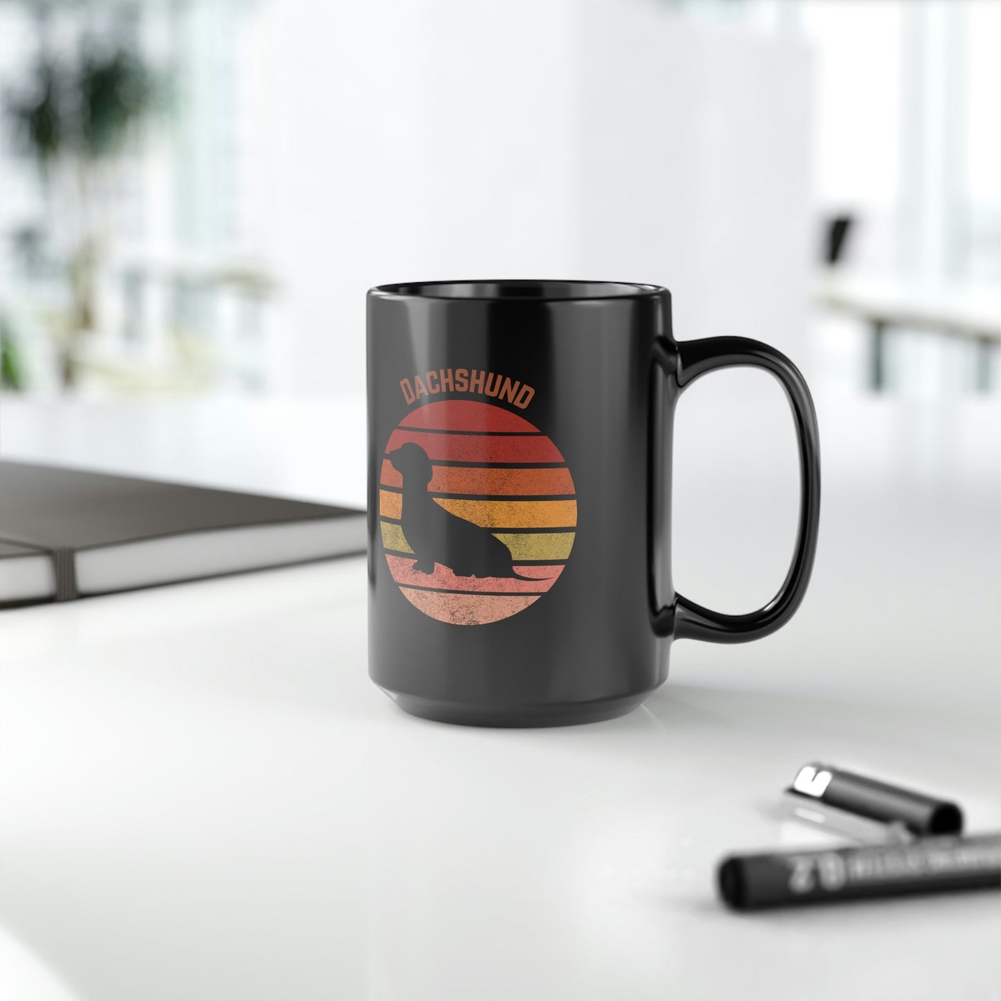 Dachshund Mug, Retro Atlas Wanderlust