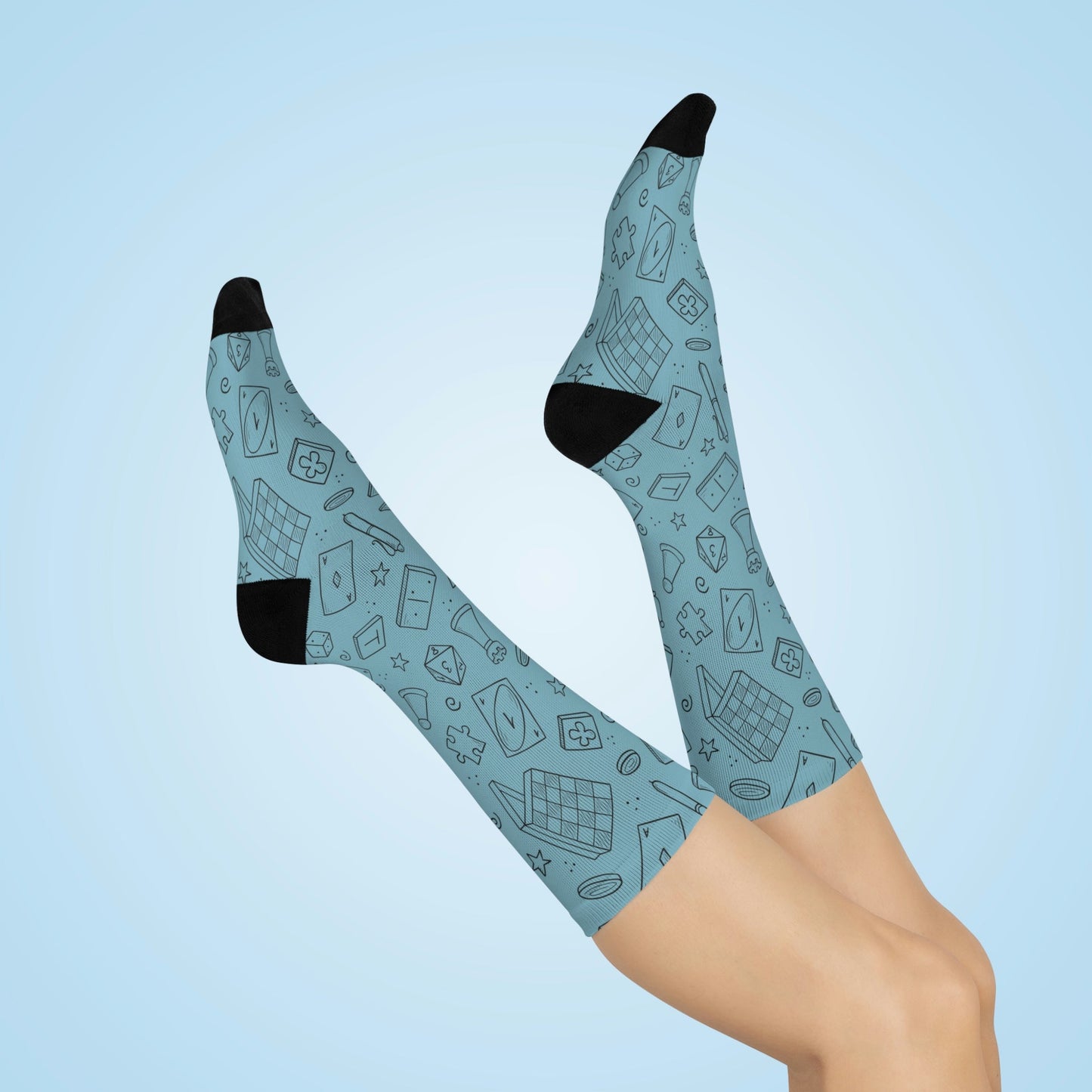 Game Night Socks Unisex Adult Stretchy Mid Calf Original Atlas Wanderlust