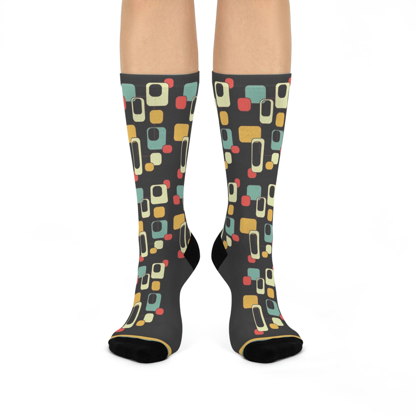 Retro Design Socks Unisex Adult Stretchy Mid Calf Original