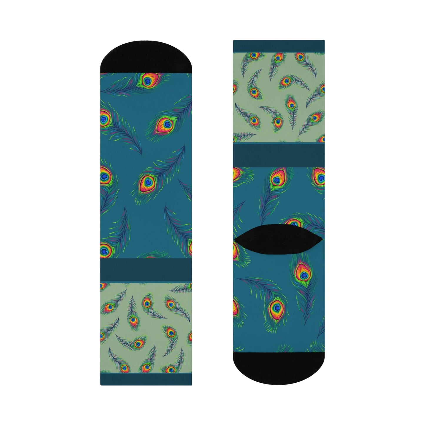 Peacock Socks Feathers Unisex Adult Stretchy Mid Calf Original Atlas Wanderlust