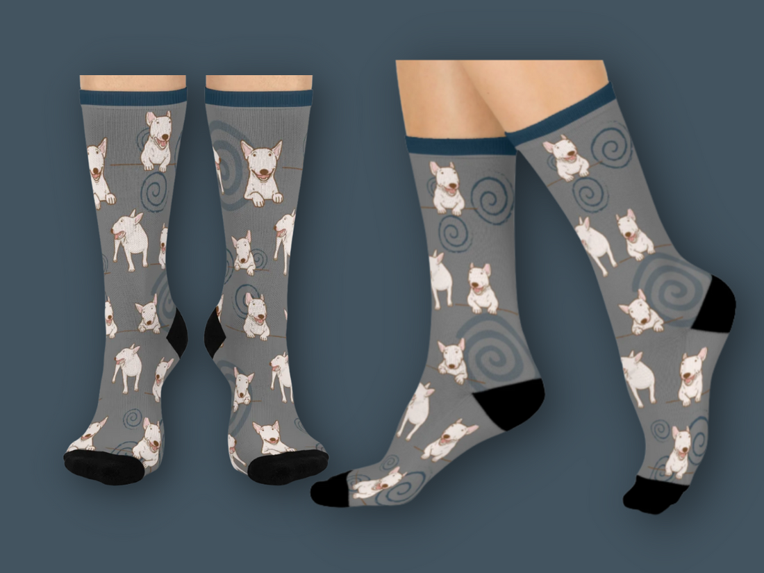 whimsical bull terrier socks