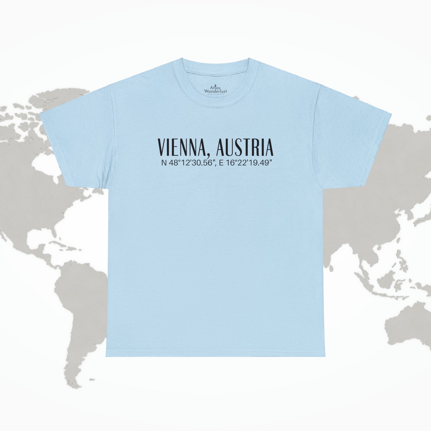 Vienna, Austria Coordinates T-Shirt, Modern Travel Tee