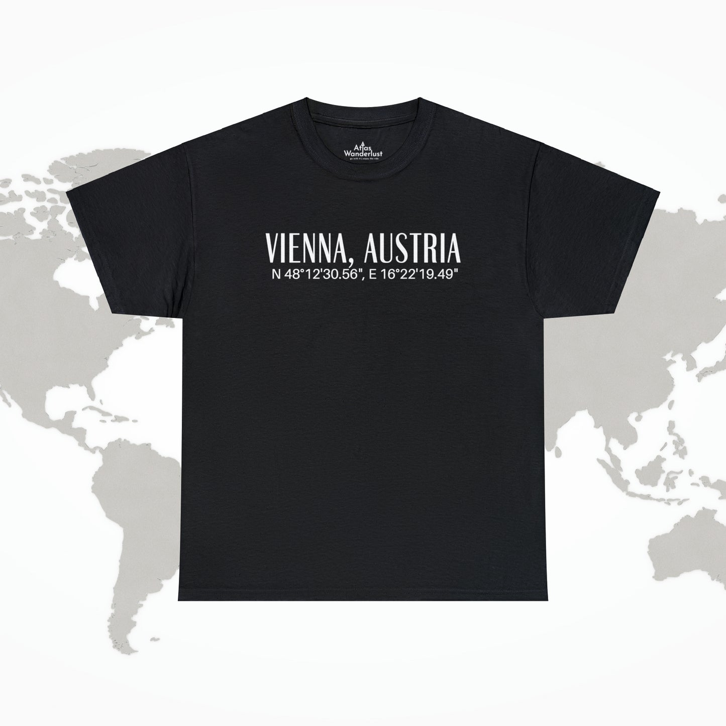 Vienna, Austria Coordinates T-Shirt, Modern Travel Tee