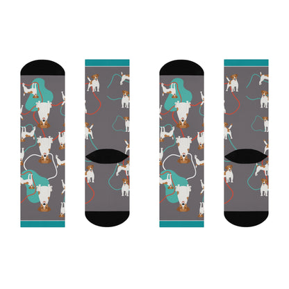 Jack Russel Terrier Crew Socks! Unisex Mid Calf Crew Colorful Trendy Stretchy