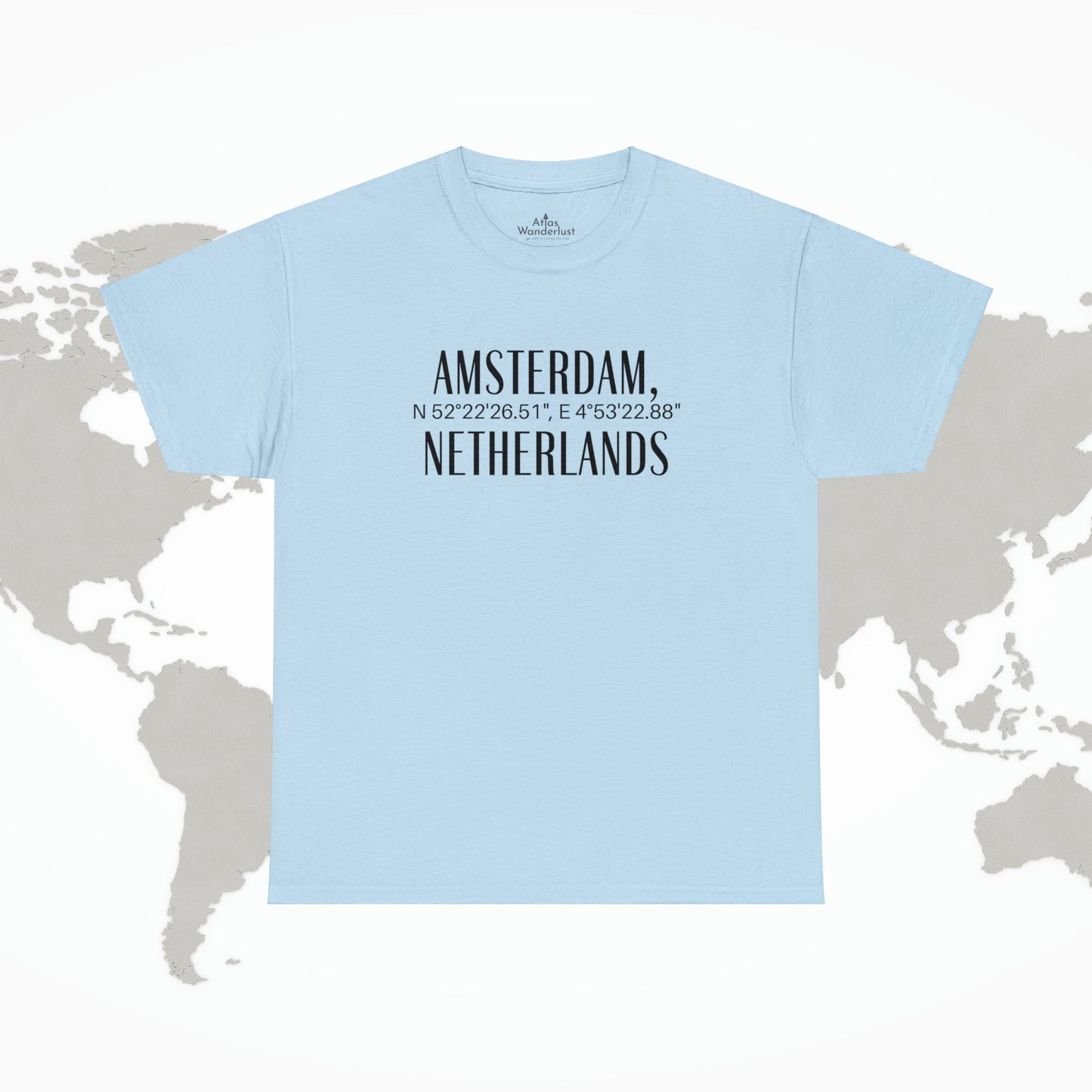 Amsterdam Netherlands Coordinates T-Shirt, Modern Holland Tee