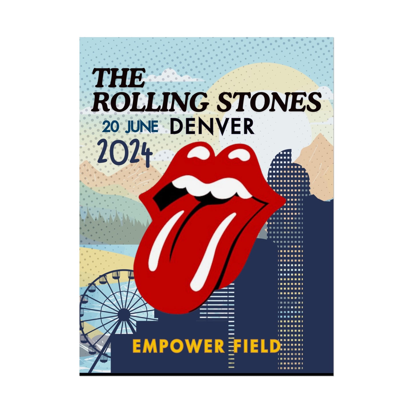 The Rolling Stones Concert Poster Denver 16x20 18x24 2 Finishes