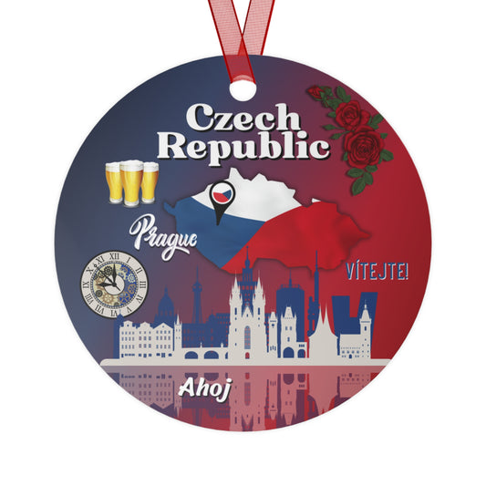 Czech Republic Ornament | Travel-Inspired Souvenir, Keepsake Modern Gift | Praha Czechia Clock Beer